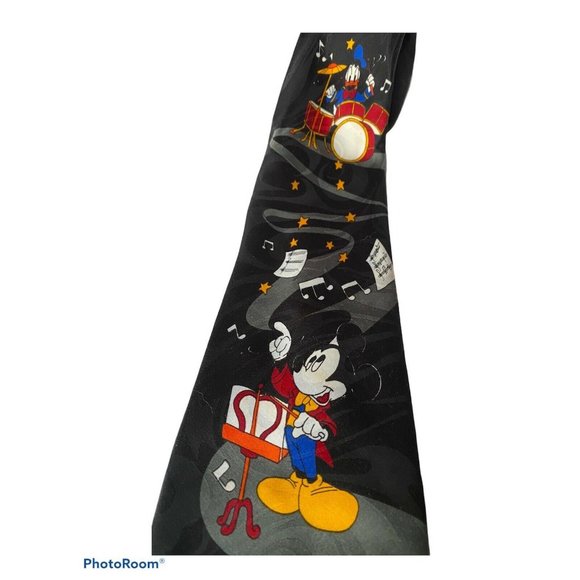 DISNEY Mickey Mouse Conductor Donald Duck Drummer Black Music Tie BALANCINE INC - Picture 2 of 6